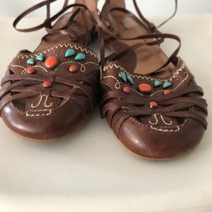 Bronx Brown Leather Flat Tied Sandals